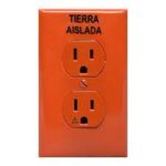CONTACTO DUPLEX 15A COLOR NARANJA CON PLACA LEVITON