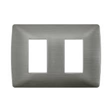 PLACA DE 2 MODULOS DE RESINA CON CHASIS QZ4803M2AAC ACERO MX BTICINO