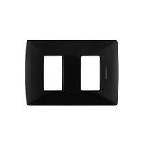 PLACA DE 2 MODULOS DE RESINA CON CHASIS QZ4803M2NR NEGRO MX BTICINO