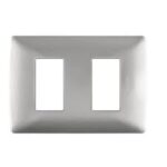 PLACA DE 2 MODULOS DE RESINA CON CHASIS QZ4803M2AAN PLATA MX BTICINO