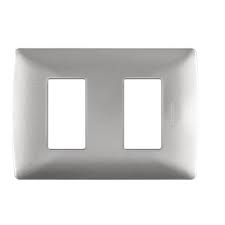 PLACA DE 2 MODULOS DE RESINA CON CHASIS QZ4803M2AAN PLATA MX BTICINO